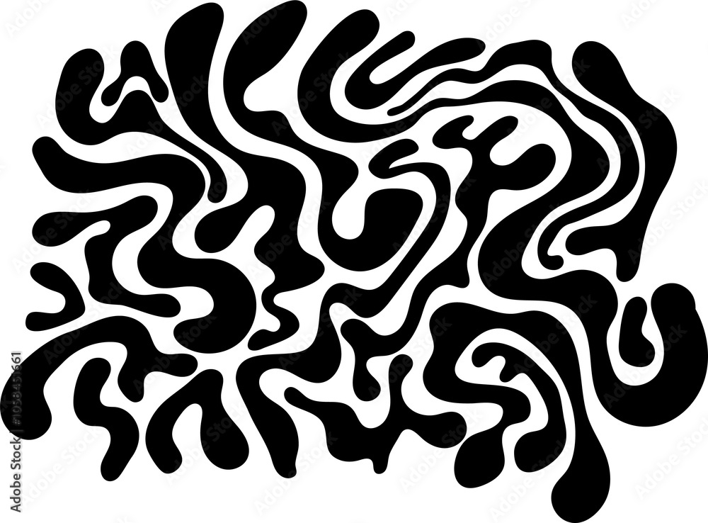 Poster abstract psychedelic black and white pattern with melting lines and forms. concept of hallucinations