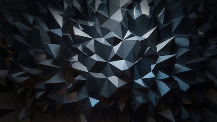 Obraz premium Textured Dark Surface with Glossy 3D Triangles Reflecting Light from Different Angles for a Dynamic and Mesmerizing Wallpaper