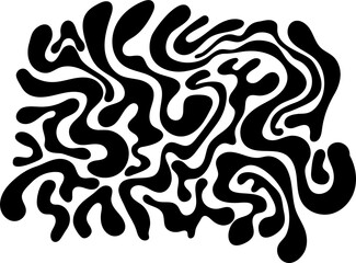 Abstract psychedelic black and white pattern with melting lines and forms. Concept of hallucinations and visions.