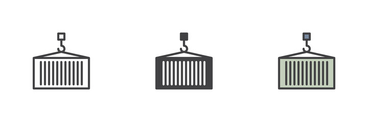 Cargo container logistics different style icon set