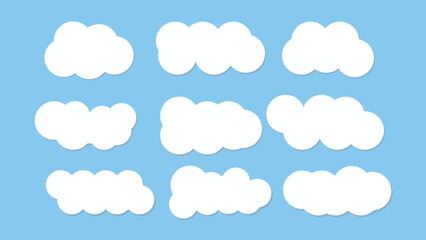set of clouds on blue background
