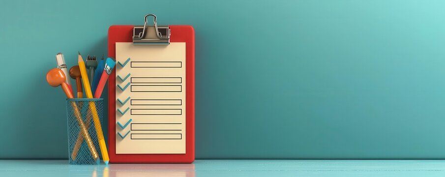 Onboarding checklist, digital task manager, 3D illustration
