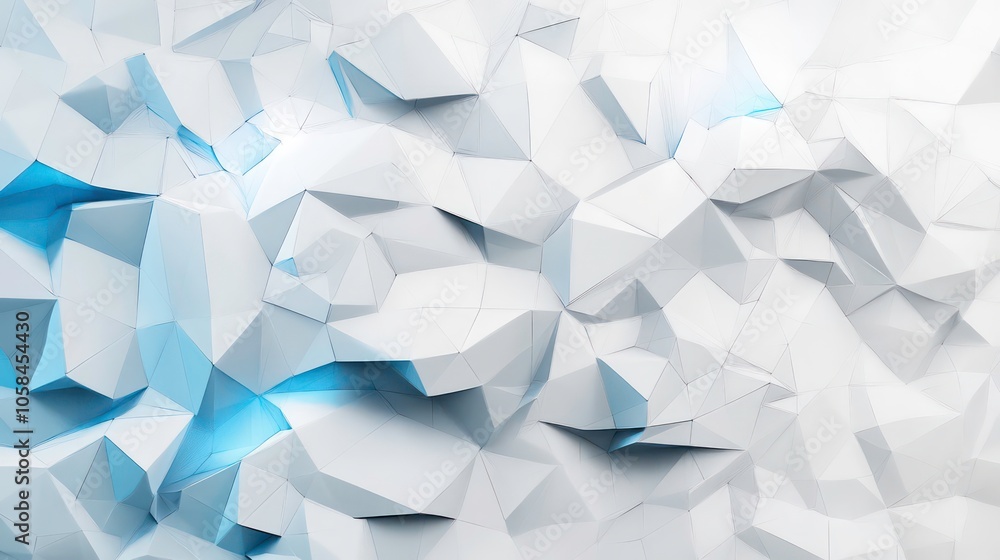 Poster modern geometric 3d mosaic graphics lowpoly template as backdrop abstract background with polygons squares and lines pattern for presentation and copy space banner gray and blue design elements