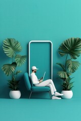 Fototapeta premium Remote onboarding, digital training modules, 3D illustration