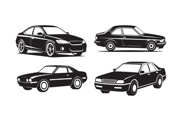 Naklejka premium Car silhouette vector bundle illustration, Car silhouette vector, Car silhouette PNG