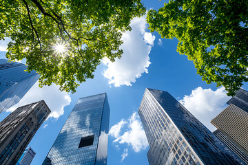 Skyward perspectives the harmonious blend of nature and urban development in the pursuit of net zero goals