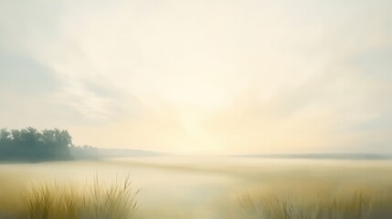 Fototapeta premium A painting of a field with a sun in the sky