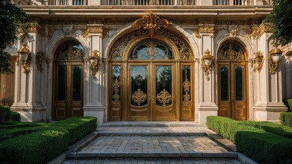 Fototapeta premium It is a substantial building that features numerous windows and doors