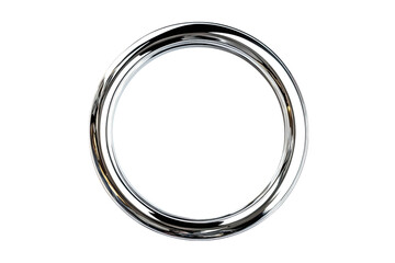 Round frame in chrome on a transparent background.