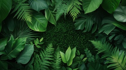 Fototapeta premium A lush green forest with a heart-shaped area in the middle