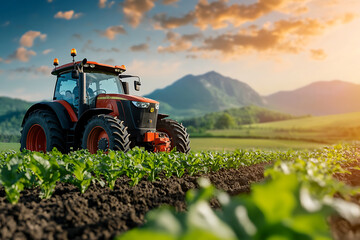 Obraz premium The role of advanced agricultural practices in achieving net zero emissions through renewable energy solutions