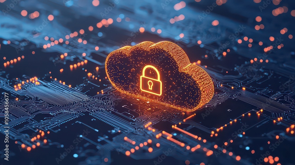 Wall mural cloud system security. cloud protection. cloud server security. server security.