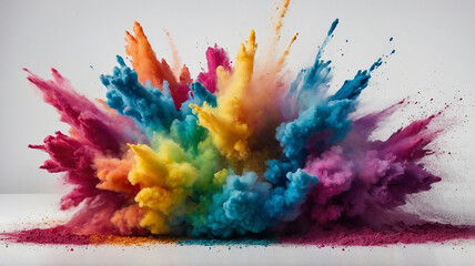 Colorful Powder Explosion on White