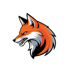 Obraz premium An intense and fierce fox head illustration with sharp, angular fur lines. The vibrant orange and bold expression radiate strength and determination.