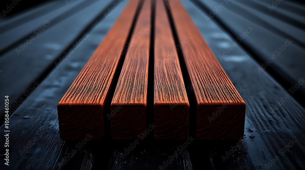 Poster wooden planks on a dark background abstract gradient background with copy space