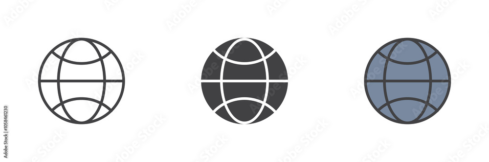 Poster globe grid different style icon set
