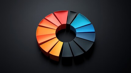 Obraz premium Colorful Circular Segments on Dark Background