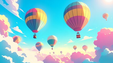 Obraz premium Colorful Hot Air Balloons Soaring Through the Sky