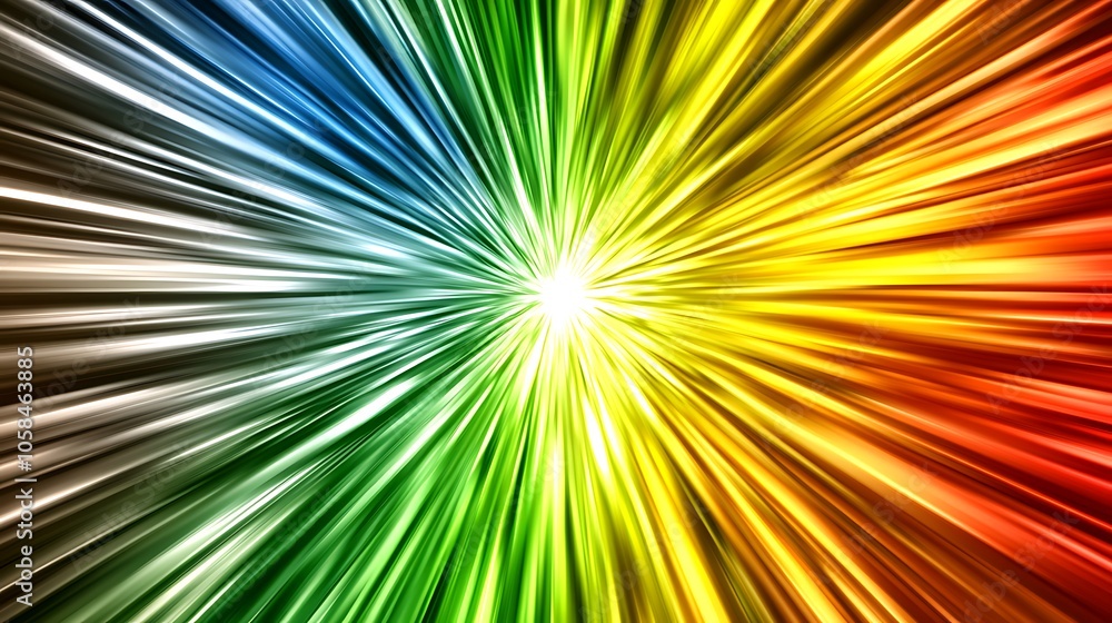 Poster abstract colorful radial lines background minimalist white background with space for text