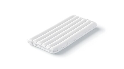 White swim mattress mockup isolated, side view, 3d rendering. Empty rippled swimming raft bed mockup for waves