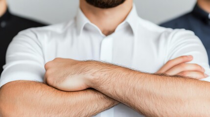 Fototapeta premium Team leader motivating colleagues, focus on encouragement and support, positive work culture