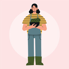 Flat Vector Farmer Illustration