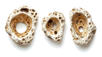 Unique Porous Stone Collection on White Background Generative AI