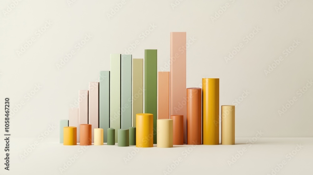 Poster abstract colorful bar graph display in soft tones