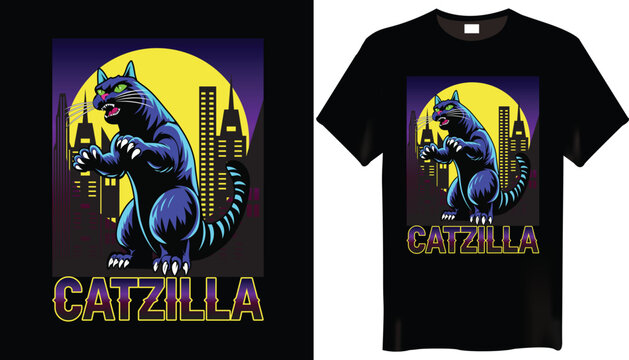 Catzilla Cat T Shirt Design
