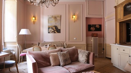 Pink Beige Apartment - a charming and stylish interior. The pink beige color scheme creates a warm and inviting atmosphere, perfect for modern living.