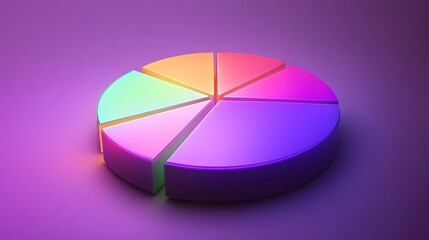 Obraz premium 3D vector pie chart infographic template, semicircle form, divided into nine parts, smooth glowing texture, highly vibrant colors ranging from deep purple to neon green, modern and clean design, high