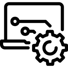 Simple vector icon on a theme repair, laptop setup
