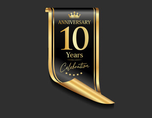 Anniversary sign isolated on black background 