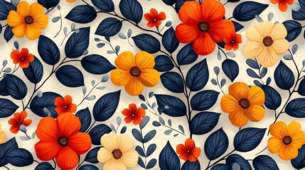 Vibrant floral pattern on light background
