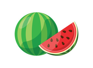 Watermelon icon in flat style. Fresh sweet and healthy fruit vector illustration on isolated background. Summer food sign business concept.