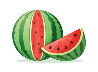 Watermelon icon in flat style. Fresh sweet and healthy fruit vector illustration on isolated background. Summer food sign business concept.