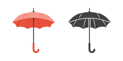 Waterproof umbrella icon in flat style. Parasol vector illustration on isolated background. Rainy protection sign business concept.