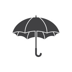 Waterproof umbrella icon in flat style. Parasol vector illustration on isolated background. Rainy protection sign business concept.