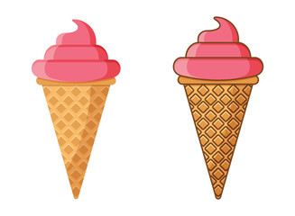 Ice cream icon in flat style. Tasty dessert vector illustration on isolated background. Sweet eating sign business concept.