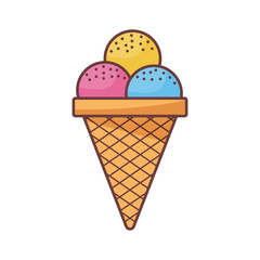 Ice cream icon in flat style. Tasty dessert vector illustration on isolated background. Sweet eating sign business concept.