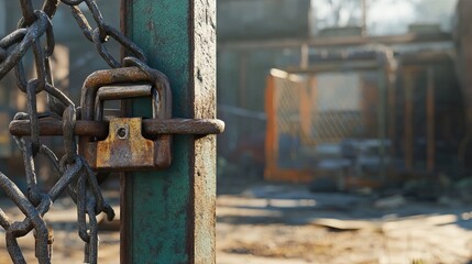 chain and padlock on gate at construction site