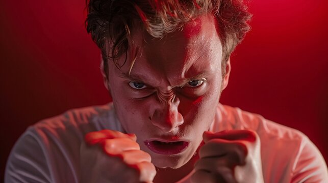 a man with a red face and his mouth open.