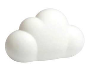 3D simple white cloud cartoon icon with soft, rounded edges, representing weather and nature themes. Ideal for projects related to the sky and climate. Isolated on transparent background, png.