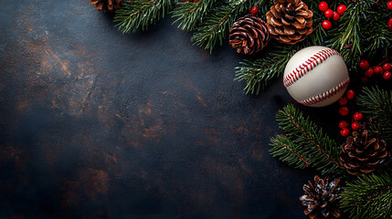baseball christmas background,with copy space,festival of happiness Before New Year's Day, Generative ai