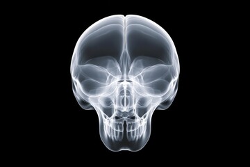 Skull is shown in a black background. The skull is in a very detailed and realistic manner