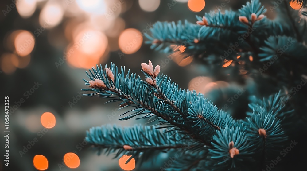 Aufkleber closeup of pine tree branches simple neutral background with free space for design