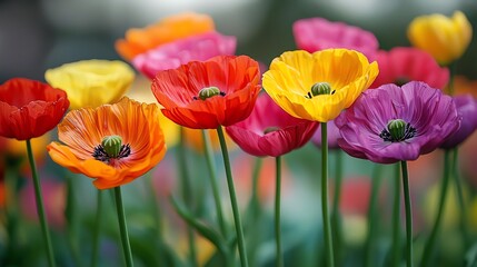 Fototapeta premium Colorful flowers in a sunny garden setting