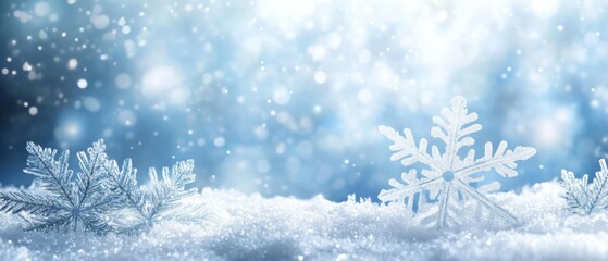 Naklejka premium The beauty of Christmastime captured through a snowflake on snow.