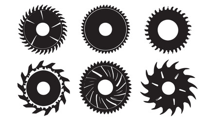 Circular Saw Blade Silhouettes , black silhouettes isolated on white background