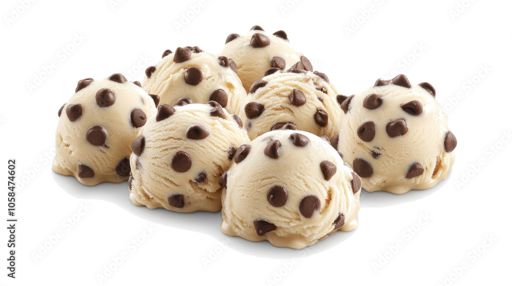 Poster chocolate chip cookie cream ice cream on clear background generative ai